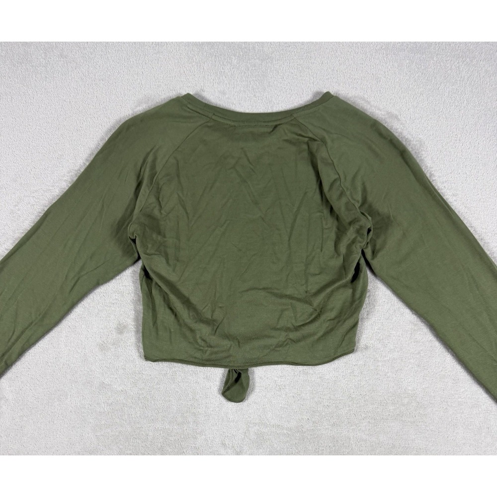 Alphalete Tie Front Crop Top Womens S Olive Green Long Sleeve Athletic - Picture 16 of 16